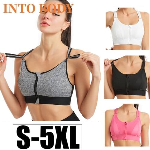 Sexy Sports Bra Gather No Steel Ring Yoga Running Vest Front Zipper Adjustable Shoulder Strap Shockproof Underwear Plus Size