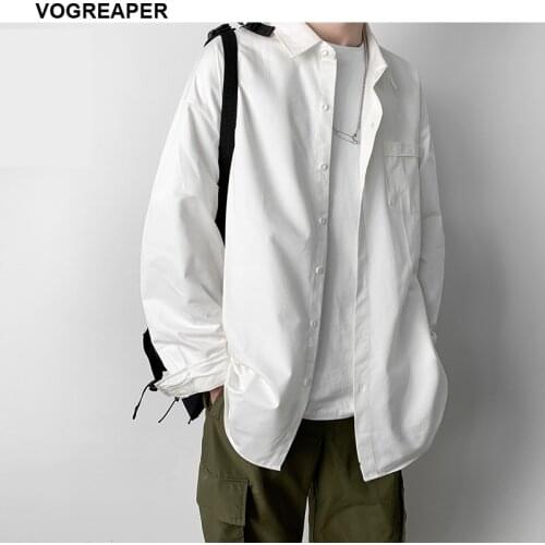 Autumn New Fashion Oversize Casual Button Down Mens Shirt 100% Cotton Long Sleeve Solid Colors White Pink Shirts 4XL 5XL