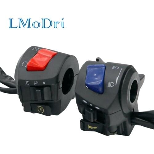 LMoDri Motorcycle Handle Bar Left Right Switches Horn Turn Signal Headlight Fog Light Electric Start Handlebar Controller Switch