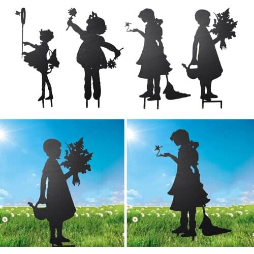 Girl Silhouette Metal Garden Stake Outdoor Plant Stick Decoration Yard