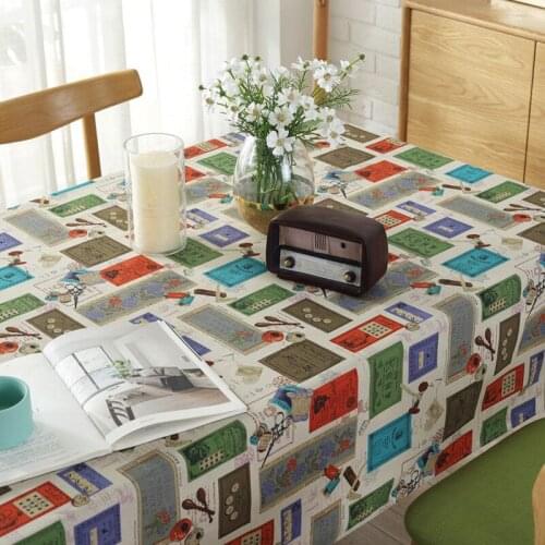 New Year Christmas Tablecloth Retro Plaid Cotton Linen Fabric Nordic Household Rectangular Banquet Printed Party