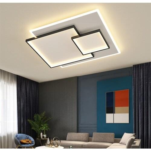 Living Room Lights LED Ceiling Light Can Rotate Angle Room Lighting Nordic Lamps Rectangular Bedroom Lamp for Studyroom Dimming