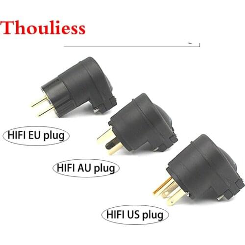 Thouliess pai HIFI 90 degree Gold Plated EU/US/AU Power Plug IEC Connector for DIY Speaker Amplifier AC Power Cord Cable