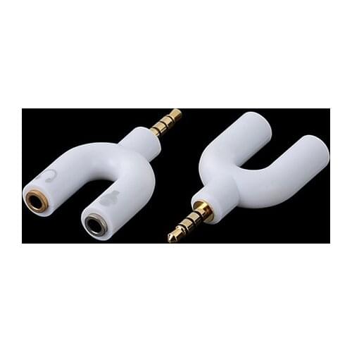 U Type Adapter Dual 3.5 MM Headphone Plug Audio Cables Splitter Microphone 2 in 1 Swivel Connector Free shipping
