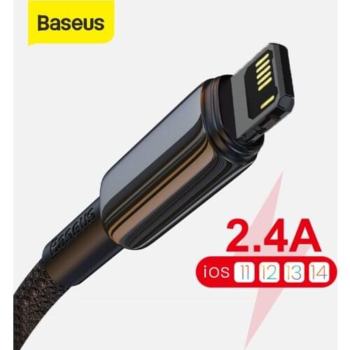 Baseus USB Cable For iPhone 12 11 Pro XS Max XR X 8 7 6S 2.4A Fast Charging Data Wire Cord For iPad Mini Air Mobile Phone Cables
