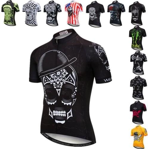 Weimostar Black Skull Cycling Jersey 2021 Pro Team Summer Bicycle Clothing Maillot Ciclismo Summer mtb Bike Jersey Cycle Wear