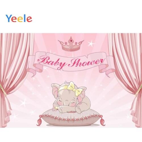 Yeele Curtain Elephant Baby Shower Stripe Birthday Photography Backgrounds Photographic Customized Backdrops for Photo Studio