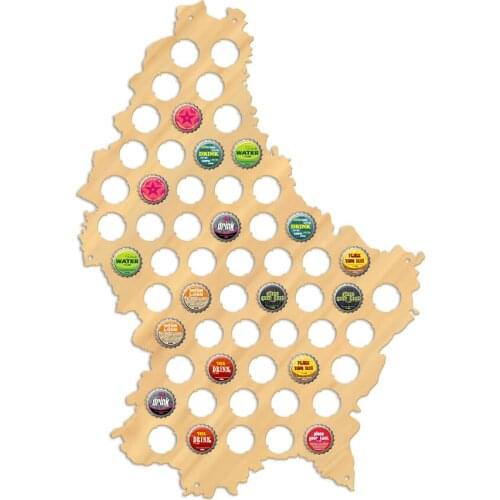 Western Europe Country Grand Duchy of Luxembourg Wood Craft Map Letzebuerg Beer Cap Map Patriotic Wine Cap Collector Home Decor