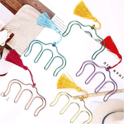 1PCS Music Book Tabs Clip Electroplated Metal Bookmark Rose Gold Page Holder Paper Clip Music Folder With Tassel