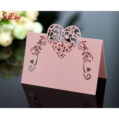 10Pcs Seat Card Vintage Table card Wedding Birthday Laser Cut Heart Table Name Place Cards Party Decor5zSH928-10