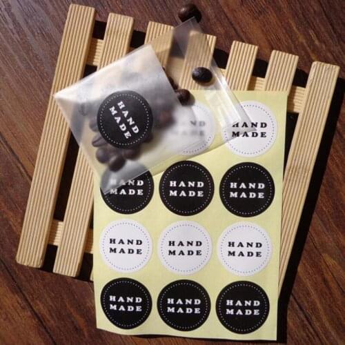 120Pcs Hand Made Adhesive Stickers Kraft Label Sticker for Diy Hand Made Gift Cake Candy Paper Tags