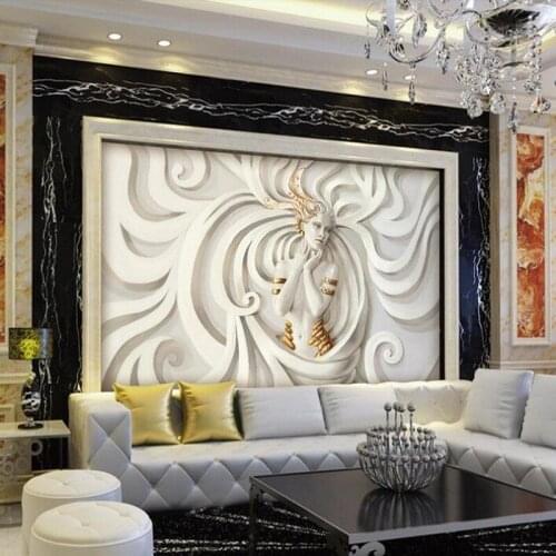 3D photo wallpaper custom 3D stereo Relief sculpture mural living room sofa TV background wallpaper mural