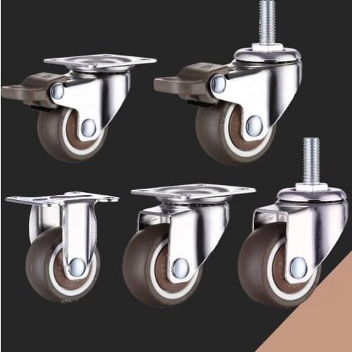 4pcs 1.5 inch TPE 8*20mm ultra quiet rubber wheel brake cabinet furniture casters brake wheel with screw