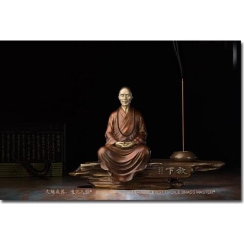 42CM large -Unique -Home office Business TOP Decor ART -Buddhism Spiritual practice ART BRASS Hand engraving art sculpture