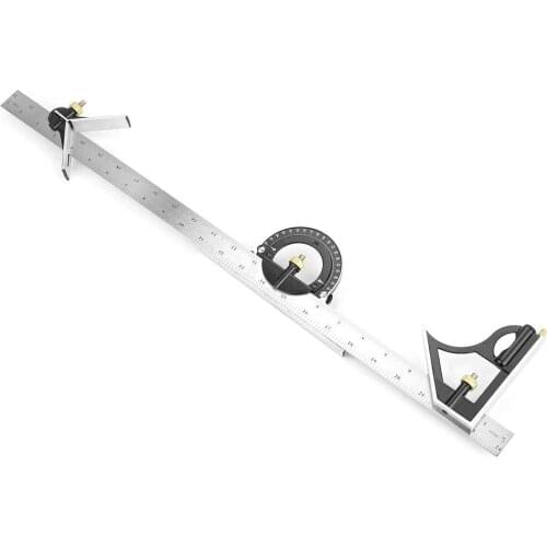 600mm 180 Degrees Multifunctional Ruler Adjustable Sliding Combination Angle Ruler Protractor Level Measuring Tool Professional