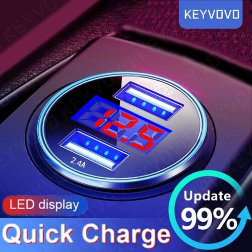 Car Charger Dual USB QC 3.0 Adapter Cigarette Lighter LED Voltmeter For All Types Mobile Phone Charger Smart Dual USB Charging