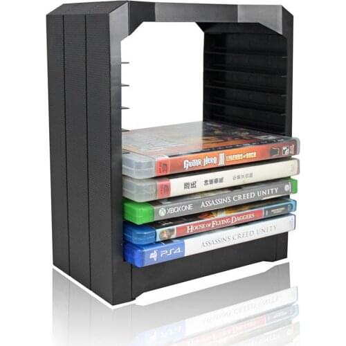 Disk Storage Tower For Games & Blu Ray Discs Storage Tower Holder 10 Game Disks Organizer for Xbox One/PS4 Games Disc