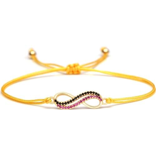 Black Purple Cubic Zirconia Copper Inifinity Love Charm Bracelet Women Girl 2020 New Fashion Orange Blue Blue Red String Jewelry