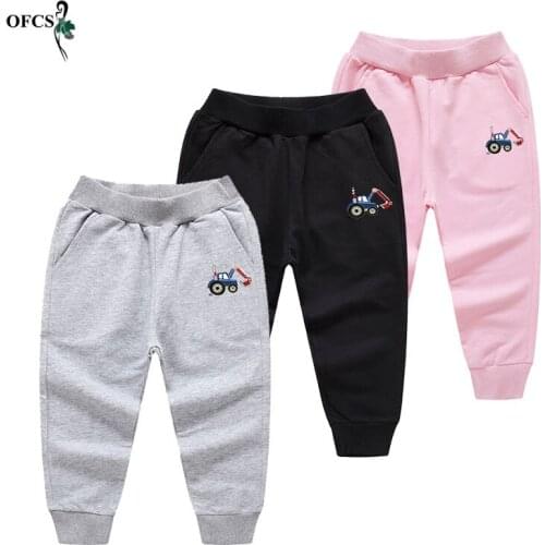 Best 2-12 Old Girls Pants Spirng Cotton Kids Cartoon Leisure Sports Trousers Unisex Elastic Waist Soft Fashion Children Pants