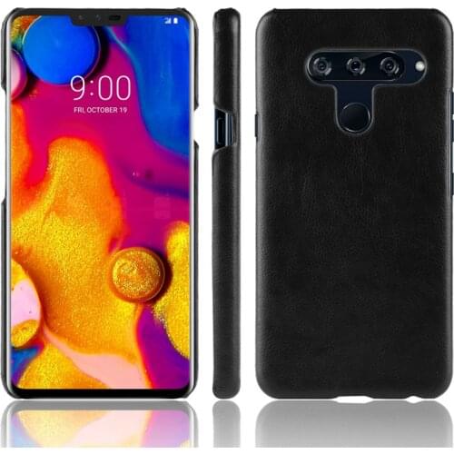 For LG V40 ThinQ Cover Litchi Pattern Hard PC+PU Leather Back Cover Case for LG V 40 ThinQ Thin Q Phone Hard Cover