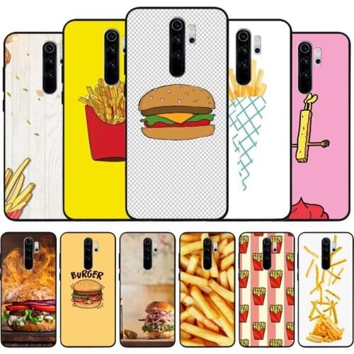 French fries burger black Silicone Phone Case For Redmi note 9 8 7 Pro S 8T 7A Cover