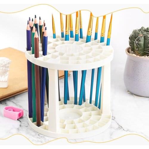 Paint Brush Pen Holder 49 Holes Pen Rack Display Stand Support Watercolor Brush Pencil Holder for Students Desk Organizer