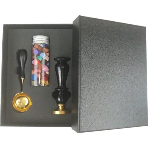 Diy scrapbooking black wood handle wax seal stamp set spoon bottle wax kit 25mm or 30mm