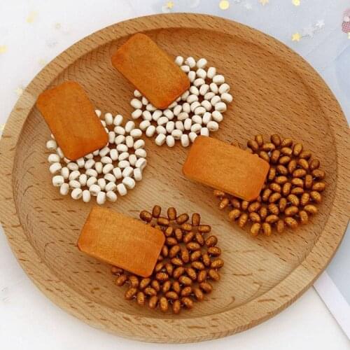 Korean Bamboo Wooden Straw Weave Rattan Knit Vine Geometric Circle Pendant Dangle Drop Earrings for Women Girl Beach Jewelry