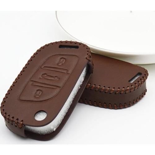 Leather Car Key Case Cover For Peugeot boxer 5008 508 308 2008 Expert 407 107 307 301 206 208 807 Key Fob Ring Shell Accessories
