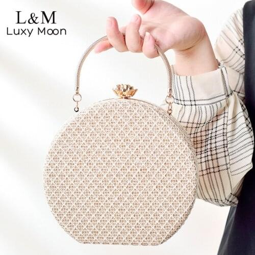 Small Round Clutch Bag Wedding Diamond Luxury Designer Bag Solid Chain Purse And Handbag Floral Party Dinner Evening Bag X471H