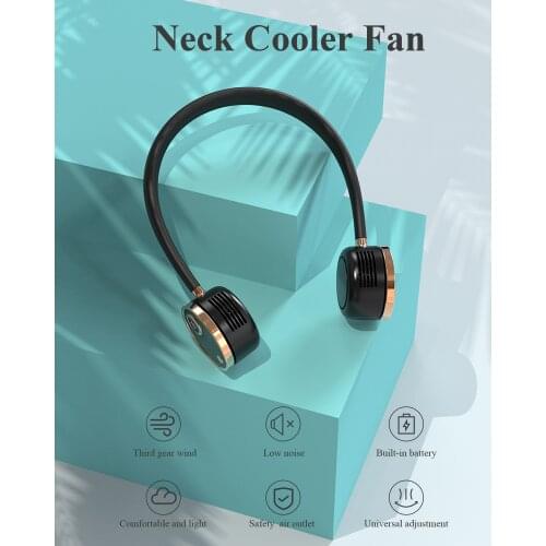 Mini Digital Display Neck Fan Portable Bladeless USB Rechargeable Mute Sports Fans For Outdoor 3 Speeds Hanging Cooling Fan