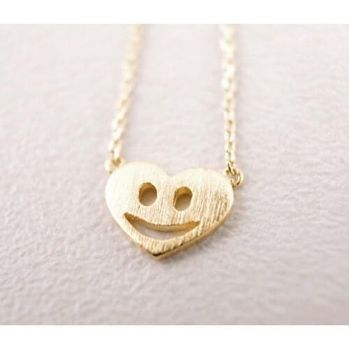 Fashion jewelry gold silver plated cute smile heart necklace for women