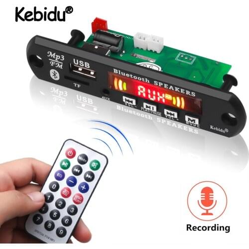 Kebidu 5V 12V Hands-free Wireless Bluetooth 5.0 MP3 Player Decoder Board Car FM Radio Module Support FM TF USB AUX Audio