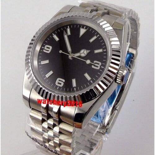 36mm Mens Watch Japan Miyota8215 NH35 Automatic Movement Unisex Sapphire Glass Black Dial Coin Bezel Jubilee Bracelet Luminous