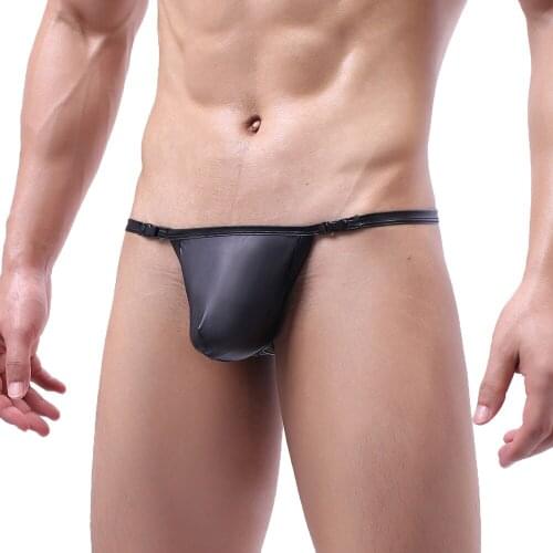 Men Thong G-string Jockstrap Faux Leather String Homme Gay Panties Sex Lingerie T-back Thongs Latex Underwear Tanga Bikini 2XL