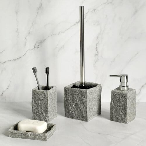 Bathroom Accessories Set Imitati Granite Resin Iiquid Soap Dispenser Toothbrush Holder Cup Soap Dish Toilet Brush Holder