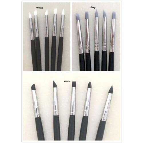 5Pcs/Set Dental Adhesive Composite Resin Cement Porcelain Teeth Silicone Brush Pen Set White/Black/Grey