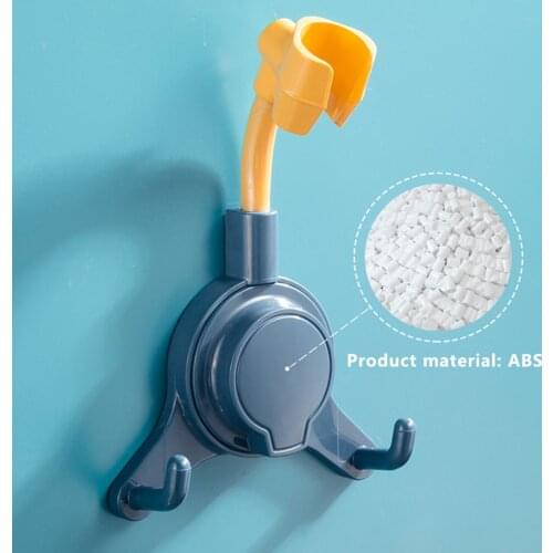 New 360° adjustable shower head bracket self-adhesive showerhead wall mount bracket with 2 hooks spa bracket abs bathroom 1pc