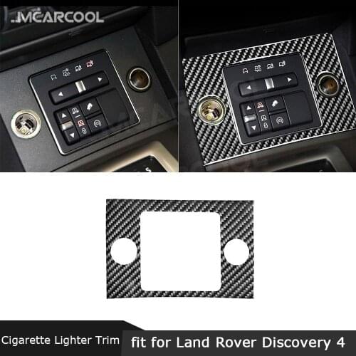 Car Cigarette Lighter Panel Carbon Fiber Trim Frame Cover Sticker For Land Rover Discovery 4 LR4 2010-2016 Interior Accessories