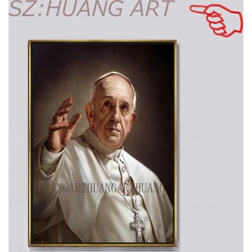 Religious art with hand-painted figures Pope Francis portrait oil painting Christian Catholic Pope maximus Pope social Jesus
