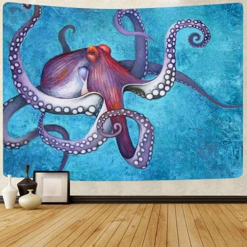 Simsant Psychedelic Decor Tapestry Ocean Sea Octopus Art Wall Hanging Tapestries for Living Room Home Blanket Dorm Decor