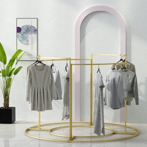 Clothing store display rack assembly round or S type disassembly combination of iron hanging clothing storage rack