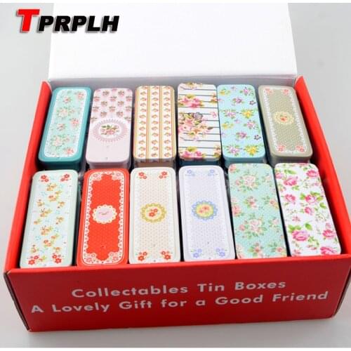 TPRPLH 48pcs/lot Slide Cover Mini Tin Box Gift Tin Case Rectangle Shape Pill Box Jewelry Case Mini Decoration Box Gift Case