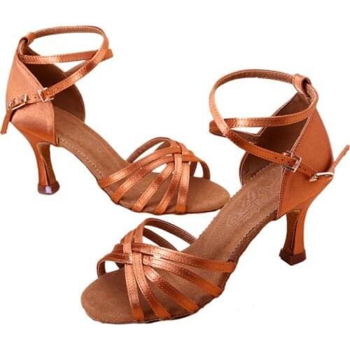 High Quality BD Comfort Tan Black Red leather sole Professional 9.8cm 7.5cm 6.5cm Bachata Salsa Latin Dance Shoes Woman BD211