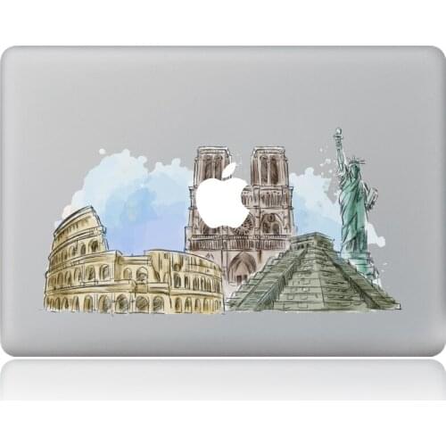 Landmark building Vinyl Decal Laptop Sticker for macbook Pro Air 13 inch Cartoon laptop Skin shell for mac book