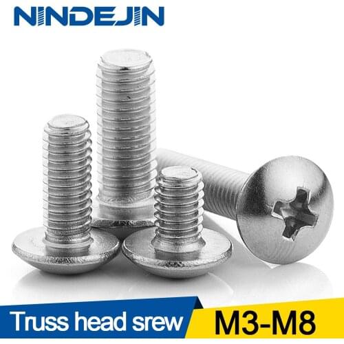 10/55pcs Cross Recessed Truss Head Machine Screws M3 M4 M5 M6 M8 Mushroom Big Flat Head Screw 304 Stainless Steel Philips Screw