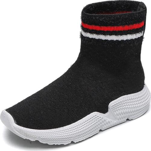 Knitting Fashion Children Winter Snow Boots Cotton Rubber Boys and Girls Knit Boots Autumn and Winter Kids Flat Shoes