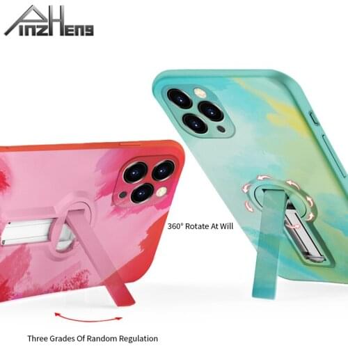 PINZHENG Protection Phone Case For iPhone 11 Pro Max Cases Soft TPU Silicone Stand Protective Cover For iPhone 12mini 12 Pro Max