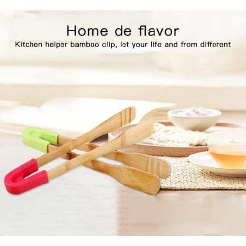 Barbecue Clip BBQ Tool Wooden Clamp Food Clip Bread Clip 2 In 1 Spoon Shovel Fork Bamboo Bread Kitchen Tongs Food