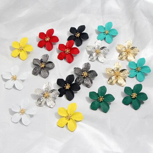 Flatfoosie Fashion Sweet flower Stud Earrings For Women Elegant Cherry Blossom Summer Style Earrings Party 2019 Female Jewelry